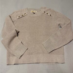 Michael Kors Light Beige Sweater with Gold Button Details